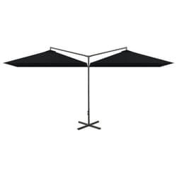 vidaXL Double Garden Parasol with Steel Pole Sunshade Outdoor Umbrella Black