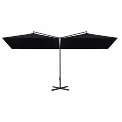 vidaXL Double Garden Parasol with Steel Pole Sunshade Outdoor Umbrella Black