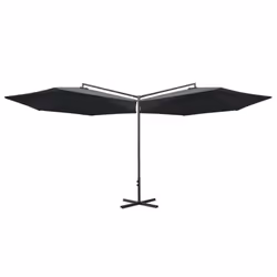 vidaXL Double Garden Parasol with Steel Pole Shade Outdoor Umbrella Anthracite