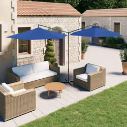 vidaXL Double Garden Parasol with Steel Pole Shade Outdoor Umbrella Azure Blue