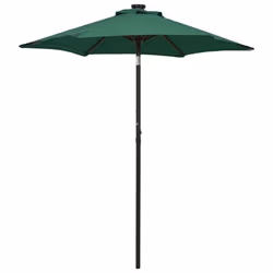 vidaXL Garden Parasol with LED Lights Canopy Outdoor Umbrella Green Aluminium