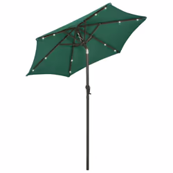 vidaXL Garden Parasol with LED Lights Canopy Outdoor Umbrella Green Aluminium