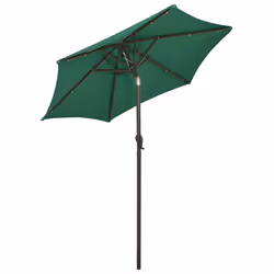 vidaXL Garden Parasol with LED Lights Canopy Outdoor Umbrella Green Aluminium - Additional view 5