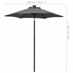 vidaXL Garden Parasol with LED Lights Outdoor Umbrella Anthracite Aluminium - Additional view 8