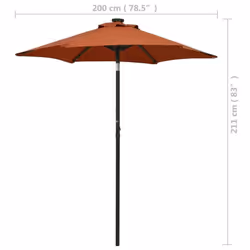 vidaXL Garden Parasol with LED Lights Outdoor Umbrella Terracotta Aluminium - Additional view 8
