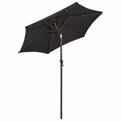 vidaXL Garden Parasol with LED Lights Canopy Outdoor Umbrella Black Aluminium - Additional view 5