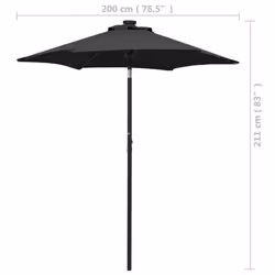 vidaXL Garden Parasol with LED Lights Canopy Outdoor Umbrella Black Aluminium - Additional view 8