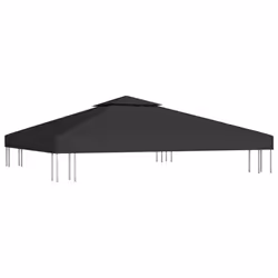 vidaXL 2-Tier Gazebo Top Cover 310 g/mÂ² 3x3 m Black Garden Replacement Canopy