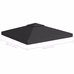 vidaXL 2-Tier Gazebo Top Cover 310 g/mÂ² 3x3 m Black Garden Replacement Canopy - Additional view 6