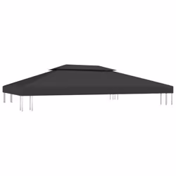 vidaXL 2-Tier Gazebo Top Cover 310 g/mÂ² 4x3 m Black Garden Replacement Canopy