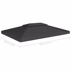 vidaXL 2-Tier Gazebo Top Cover 310 g/mÂ² 4x3 m Black Garden Replacement Canopy - Additional view 6