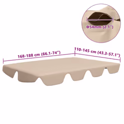vidaXL Replacement Canopy for Garden Swing Outdoor Sunshade Gazebo Top Beige - Additional view 4