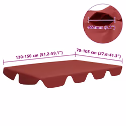 vidaXL Replacement Canopy for Garden Swing Outdoor Sunshade Gazebo Wine Red - Additional view 3