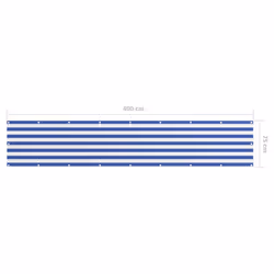 vidaXL Balcony Screen White and Blue 75x400 cm Oxford Fabric Privacy Sunshade - Additional view 4