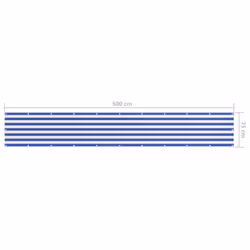 vidaXL Balcony Screen White and Blue 75x500 cm Oxford Fabric Privacy Sunshade - Additional view 4