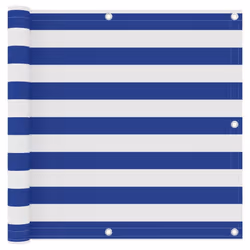vidaXL Balcony Screen White and Blue 90x300 cm Oxford Fabric Privacy Sunshade