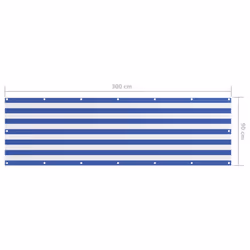 vidaXL Balcony Screen White and Blue 90x300 cm Oxford Fabric Privacy Sunshade - Additional view 4