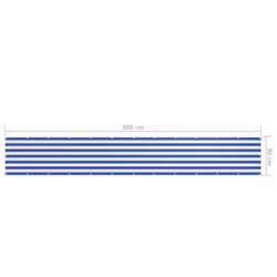vidaXL Balcony Screen White and Blue 90x600 cm Oxford Fabric Privacy Sunshade - Additional view 4