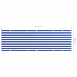 vidaXL Balcony Screen White and Blue 120x400 cm Oxford Fabric Privacy Sunshade - Additional view 4