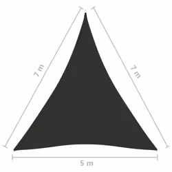 vidaXL Sunshade Sail Oxford Fabric Triangular 5x7x7 m Anthracite Sunscreen - Additional view 5