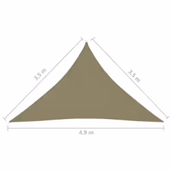 vidaXL Sunshade Sail Oxford Fabric Triangular 3.5x3.5x4.9 m Beige Sunscreen - Additional view 4