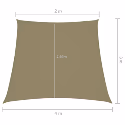 vidaXL Sunshade Sail Oxford Fabric Trapezium 2/4x3 m Beige Sunscreen Canopy - Additional view 3