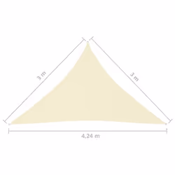 vidaXL Sunshade Sail Oxford Fabric Triangular 3x3x4.24 m Cream Shade Canopy - Additional view 5