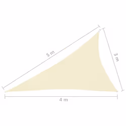 vidaXL Sunshade Sail Oxford Fabric Triangular 3x4x5 m Cream Patio Shade Canopy - Additional view 5