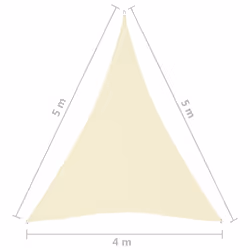 vidaXL Sunshade Sail Oxford Fabric Triangular 4x5x5 m Cream Sunscreen Canopy - Additional view 5