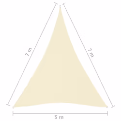 vidaXL Sunshade Sail Oxford Fabric Triangular 5x7x7 m Cream Sunscreen Canopy