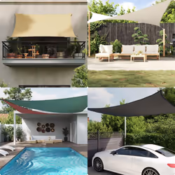 vidaXL Sunshade Sail Oxford Fabric Rectangular 2x4.5 m Taupe Shade Canopy - Additional view 5