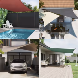 vidaXL Sunshade Sail Oxford Fabric Triangular Shade Sail Sunscreen Canopy - taupe, 5 x 6 x 6 m