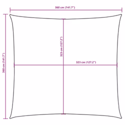 vidaXL Sunshade Sail Oxford Fabric Square Patio Sun Shade Sunscreen Canopy - red, 3.6 x 3.6 m