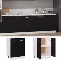 vidaXL Bottom Cabinet Black Engineered Wood Cupboard Sideboard Storage Cabinet - Additional view 2