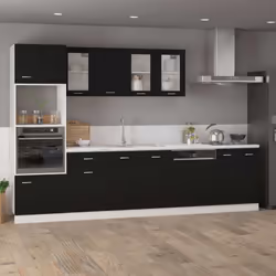 vidaXL Bottom Cabinet Black Engineered Wood Cupboard Sideboard Storage Cabinet - Additional view 3