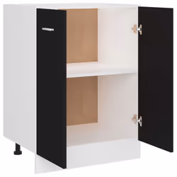 vidaXL Bottom Cabinet Black Engineered Wood Cupboard Sideboard Storage Cabinet - Additional view 5
