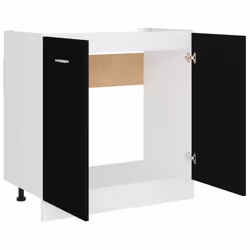 vidaXL Sink Bottom Cabinet Black Engineered Wood Home Storage Shelf Organiser - Additional view 5