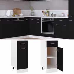 vidaXL Kitchen Cabinet Black Engineered Wood Cupboard Sideboard Side Cabinet