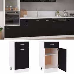 vidaXL Kitchen Cabinet Black Engineered Wood Kitchen Storage Shelf Organiser