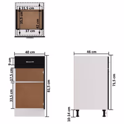 vidaXL Kitchen Cabinet Black Engineered Wood Kitchen Storage Shelf Organiser - Additional view 5
