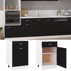 vidaXL Kitchen Cabinet Black Engineered Wood Kitchen Storage Shelf Organiser