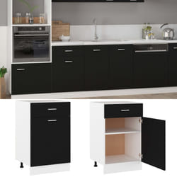 vidaXL Kitchen Cabinet Black Engineered Wood Kitchen Storage Shelf Organiser
