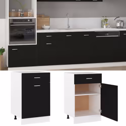 vidaXL Kitchen Cabinet Black Engineered Wood Kitchen Storage Shelf Organiser