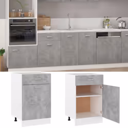vidaXL Kitchen Cabinet Concrete Grey Engineered Wood Kitchen Storage Organiser