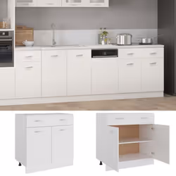 vidaXL Drawer Bottom Cabinet Storage Cabinet Sideboard White Engineered Wood - Additional view 5