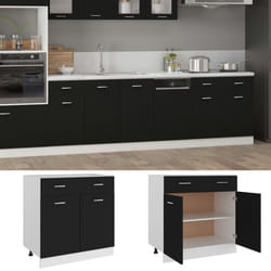 vidaXL Drawer Bottom Cabinet Storage Cabinet Sideboard Black Engineered Wood