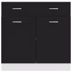vidaXL Drawer Bottom Cabinet Storage Cabinet Sideboard Black Engineered Wood - Additional view 7
