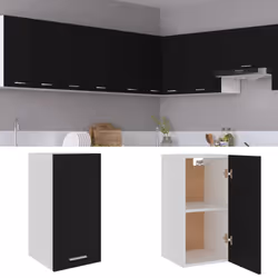 vidaXL Kitchen Cabinet Black Engineered Wood Kitchen Storage Shelf Organiser