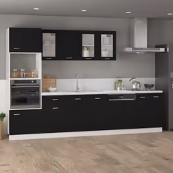 vidaXL Kitchen Cabinet Black Engineered Wood Kitchen Storage Shelf Organiser