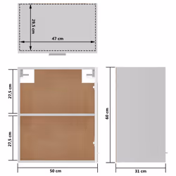 vidaXL Kitchen Cabinet High Gloss White Engineered Wood Home Storage Organiser - Additional view 9